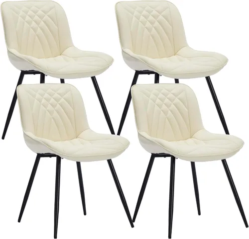 Vista 11 de Comfortable Upholstered Dining Chairs Set of 2, PU Leather Kitchen & Dining Room Chair with Backrest and Black Metal Legs, Modern Accent Dining