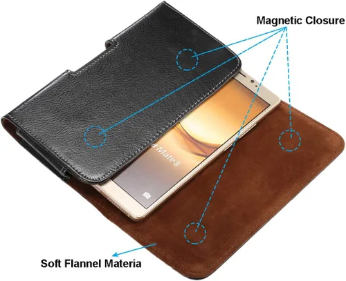 Vista 5 de Funda horizontal de cuero genuino para teléfono celular Samsung S10e, S9, S8, S7, S6 Edge, A40, A41, A5, J2 Core (2020), trabilla para cinturón