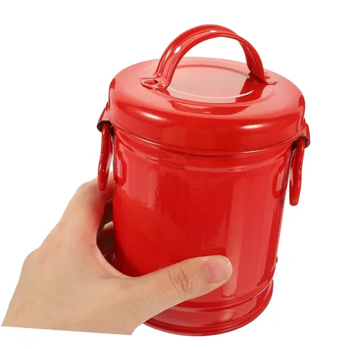 Vista 6 de Cabilock Cubo de almacenamiento de metal, tapa de escritorio, soporte para bolígrafo, mini organizador de papelería, papelera de hierro