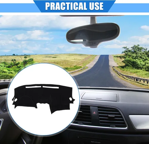 Vista 2 de Funda protectora de poliéster para salpicadero de automóvil compatible con Nissan Altima 2007-2012, protector de poliéster negro para consola