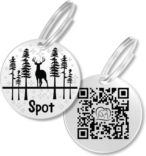 Vista 11 de PawFurEver Placa para perro con código QR – Etiquetas de identificación personalizadas para perros, etiqueta de perro grabada y etiqueta para Oro