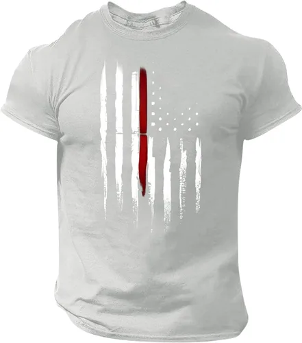 Vista 19 de Camisetas de verano para hombre, estilo casual, ajustado, manga corta, de algodón, patriótica, de Estados Unidos, con bandera americana, camiseta