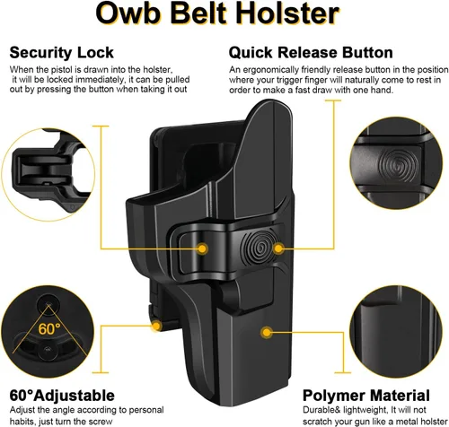 Vista 3 de Funda para Ruger Security 9, OWB Funda de paleta para Ruger Security-0.354 in Compact/Pro/Standard (no para modelos láser), inclinación ajustable