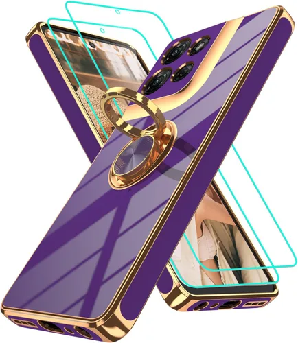 Vista 365 de Funda para Motorola Moto G 5G 2024: Funda Moto G Play 5G 2024 con 2 piezas de protectores de pantalla, soporte de anillo de rotación de 360°