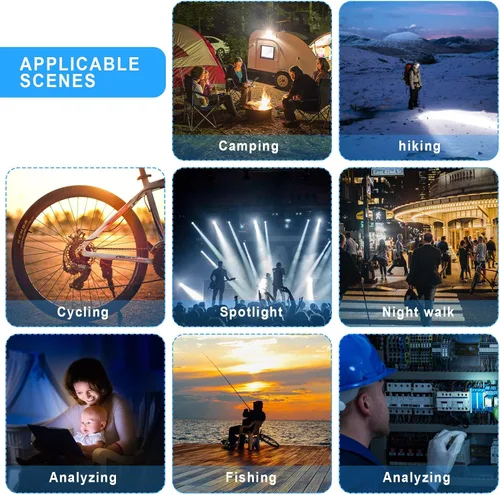 Vista 6 de Mudder Juego de 4 linternas que brillan en la oscuridad, 9 mini linternas LED recubiertas de goma con asa, linterna portátil LED de aluminio