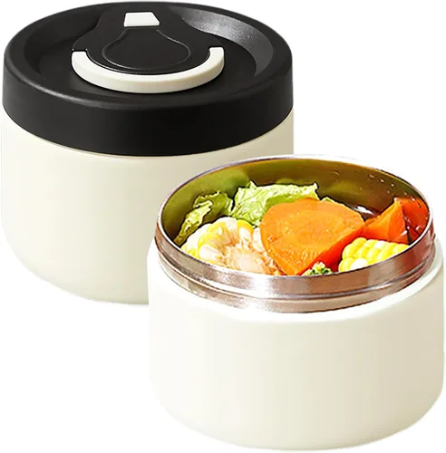 Vista 10 de Paquete de 2 termos para comida caliente, lonchera aislada apilable, caja Bento de acero inoxidable aislada al vacío de boca ancha a prueba de fugas