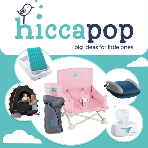 Vista 7 de Hiccapop OmniBoost Asiento elevador de viaje con bandeja para bebé Asiento elevador portátil plegable para bebé para mesa de comedor, camping
