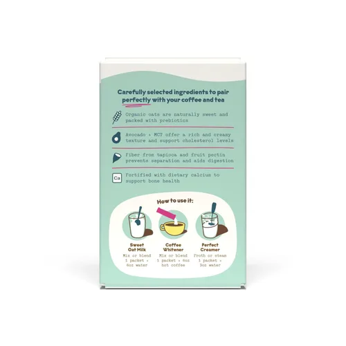 Vista 11 de Crema para café de leche de avena, endulzada en caja de 10 unidades de JOI - Superalimento, vegana, sin lácteos, a base de plantas, kosher, de larga