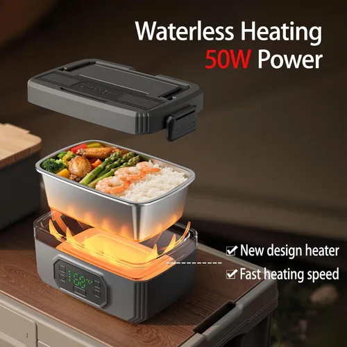Vista 2 de Lonchera térmica con batería eléctrica inalámbrica para hombres, adultos, lonchera inalámbrica portátil, contenedor de alimentos, batería recargable