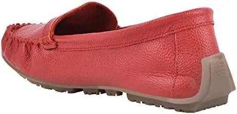 Vista 4 de Mocasines de cuero genuino para mujer, zapatos planos cómodos y ligeros, mocasines casuales