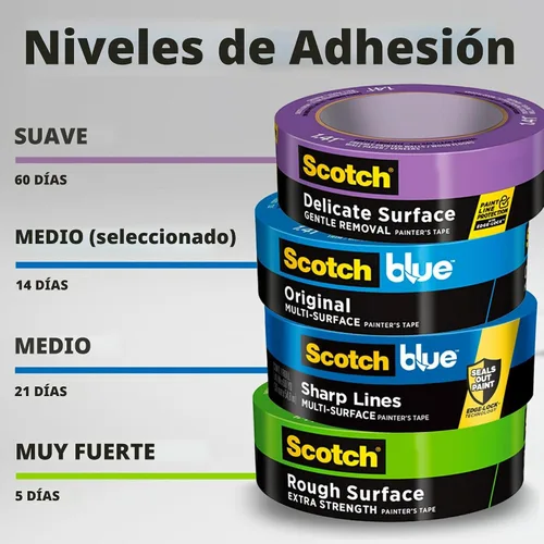 Vista 6 de ScotchBlue Cinta de pintor original para múltiples superficies, 0.94 pulgadas x 60 yardas, 4 rollos, azul, cinta de pintor que protege superficies