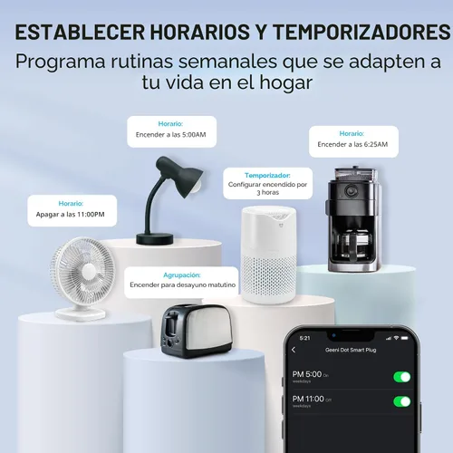 Vista 7 de Geeni Dot Enchufe inteligente con conectividad WiFi de 2.4GHz – Paquete de 2 tomas inteligentes compactas y resistentes al fuego con programador