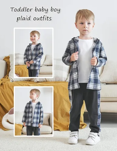 Vista 3 de Fuermos Ropa de franela con botones y botones para bebés y niños pequeños