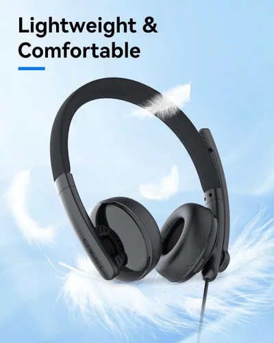 Vista 2 de EMEET Auriculares con cable HS50 con micrófono y control en línea, auriculares abiertos de flujo de aire, auriculares inalámbricos Bluetooth 5.3