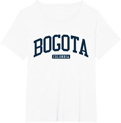 Vista 80 de Bogotá Colombia College University Style Camiseta azul marino, Blanco