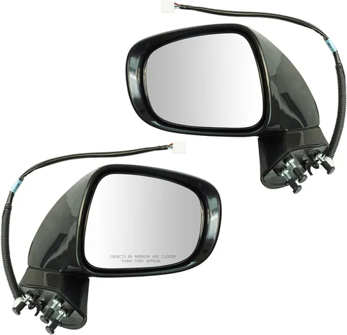 Vista 202 de TRQ Conjunto de 2 piezas de espejo lateral para conductor y pasajero, ajuste eléctrico, sin calefacción, sin memoria, color negro, compatible