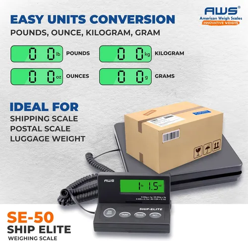 Vista 6 de American Weigh Scales Báscula de envío digital Paquete postal multifuncional de alta precisión y báscula de pesaje de equipaje 110 libras x 0.1