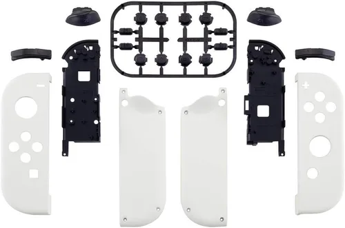 Vista 2 de eXtremeRate Carcasa Joycon con agarre suave y blanco con botones de juego completo para Nintendo Switch, placa frontal de repuesto para Nintendo