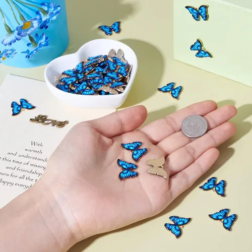 Vista 7 de Colgantes de mariposa de aleación impresa con esmalte, Esmalte, No es una piedra preciosa
