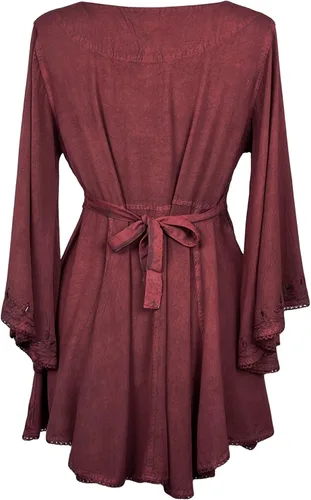 Vista 6 de Agan Traders Blusas bordadas bohemias de primavera 2025 para mujer, con cuentas de mariposa, manga acampanada, tops para mujer