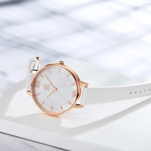Vista 3 de SHENGKE Simplicity - Reloj creativo para mujer, de piel auténtica, elegante, para mujer