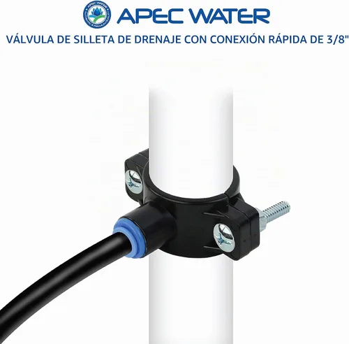 Vista 3 de APEC Water Válvula de sillín de drenaje, 3/8 de pulgada, para ósmosis