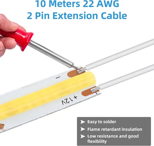 Vista 13 de RGBZONE - Cable de extensión de 2 pines para cableado LED doméstico, 0-3A