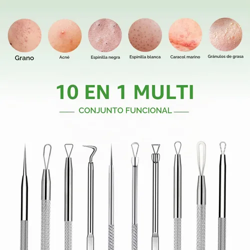 Vista 2 de Kit de herramientas para reventar espinillas, herramienta para eliminar puntos negros, 5 piezas, herramienta extractora de puntos negros para cara