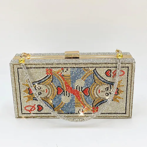 Vista 4 de Powerpurlife Bolsa de mano con diamantes de imitación para fiesta de noche para mujer