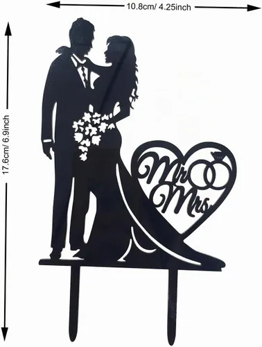 Vista 2 de Mr & Mrs - Decoración acrílica para tarta de boda, diseño divertido para novia y novio