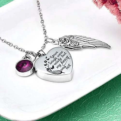 Vista 3 de Joyas para cenizas con inscripción God has You in his arms - con alas de ángel - Collar con dije