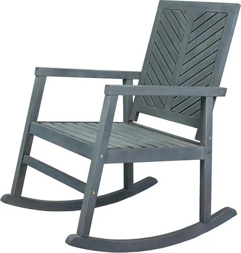 Vista 8 de JONATHAN Y Ned RCK100C - Mecedora de madera de acacia maciza para exteriores, para todo tipo de clima, con respaldo alto, diseño de cheurón