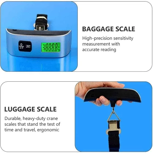 Vista 8 de Báscula digital de equipaje, báscula digital portátil para colgar, báscula digital de equipaje colgante de 110 libras con retroiluminación