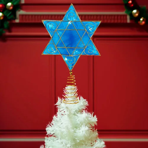 Vista 2 de Kurt Adler - Decoración para árbol de Hanukkah de lujo con pilas de 13 pulgadas