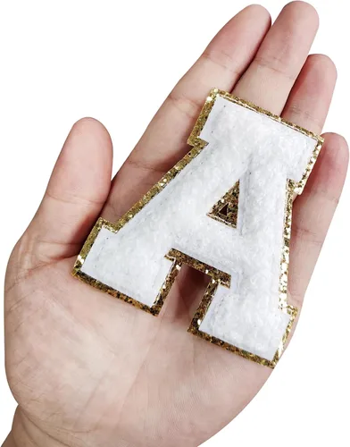 Vista 6 de MECCANIXITY 4 parches de letras de felpilla termo-adhesivas con letras del alfabeto blanco, S de 3 pulgadas de altura para ropa, zapatos, sombreros