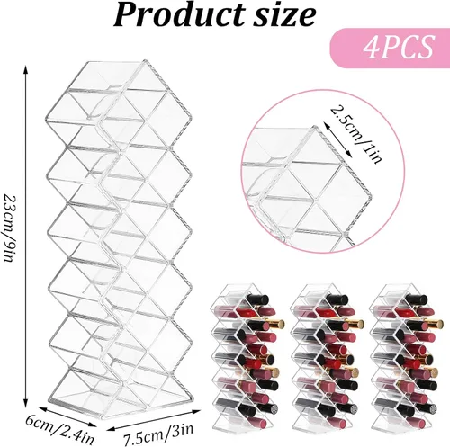 Vista 2 de Organizador de lápiz labial de 4 piezas, 16 espacios, torre de lápiz labial apilable en forma de pez, soporte de almacenamiento de brillo de labios