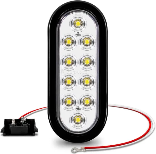 Vista 14 de Juego de luces traseras LED ovaladas para remolque de 6.0 in, 2 color ámbar y 2 color rojo 4 Rojo + 2 Blanco