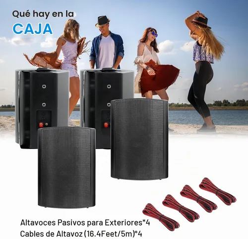 Vista 6 de Herdio Altavoces para exteriores de 6.5 pulgadas con cable, impermeables, pasivos, altavoces de montaje en pared con 800 vatios de graves potentes