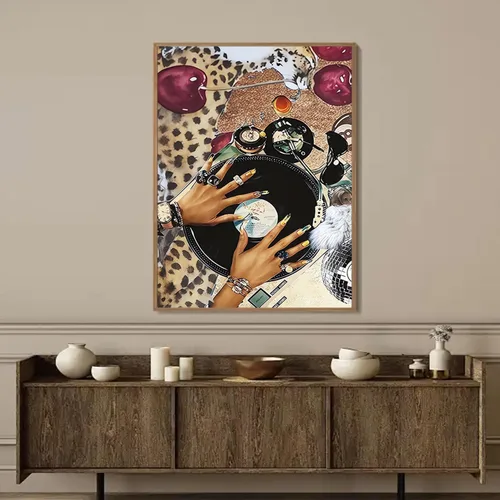 Vista 4 de Kits de arte de diamante para adultos principiantes, modernos kits de pintura de diamante con lunares de leopardo 5D, gemas y manualidades DIY