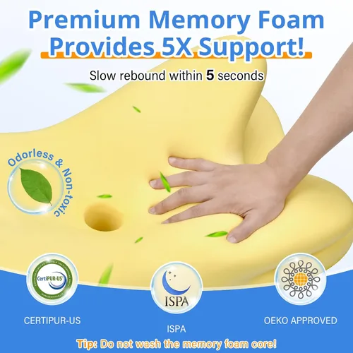 Vista 5 de Almohada cervical para el cuello, almohadas ergonómicas de espuma viscoelástica para aliviar el dolor de cuello con funda de almohada transpirable