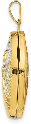 Vista 2 de Collar ovalado de oro amarillo de 14 quilates, 0.827in, con dije de ángel de la guarda y cadena con medallón que sostiene fotos, joyería fina