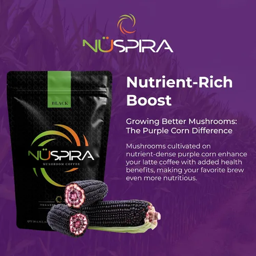 Vista 6 de NüSpira - Café de hongos negros - 6 hongos adaptógenos para claridad cerebral, salud intestinal y apoyo inmunológico - Alternativa baja en cafeína