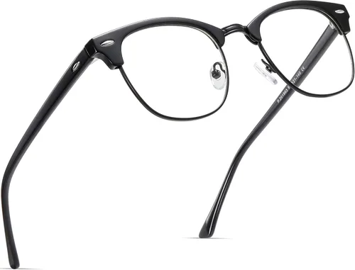Vista 27 de Blue Light Blocking Glasses Anti Eyestrain Computer Gaming Glasses Vintage Half Frame UV Clear Lens for Women Men