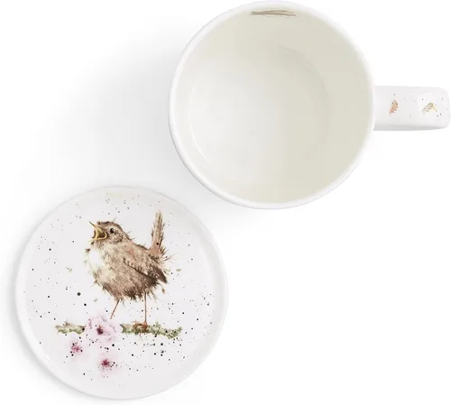 Vista 3 de Royal Worcester Wrendale Designs Flying the Nest - Juego de taza y posavasos Taza de café de 11 onzas con posavasos Hecho de porcelana fina