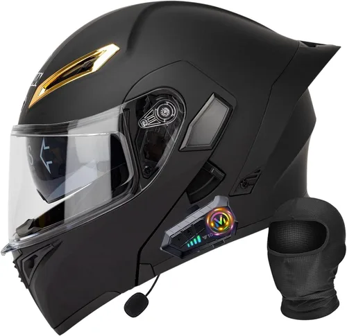 Vista 7 de Casco Bluetooth Moto DOT Aprobado Casco Abatible, Casco Integrado De Moto, Cascos Abatible con Doble Visera, Ventilación Forro, para La Respuesta