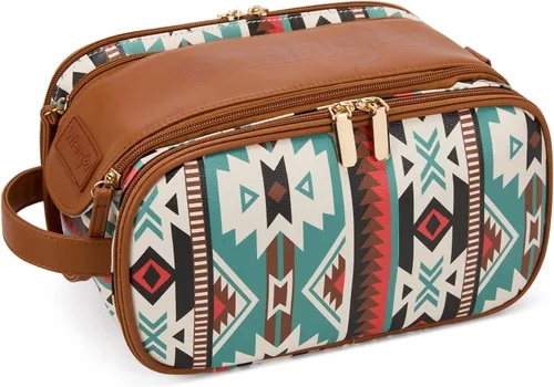 Vista 12 de Wrangler - Neceser de viaje grande para maquillaje, bolsa de cosméticos Vaca café