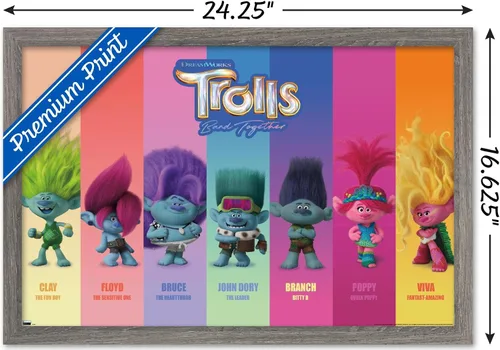 Vista 3 de Trends International Trolls: Band Together - Póster de pared Perfect Harmony, 22.4 pulgadas de largo x 14.7 pulgadas, versión enmarcada de madera