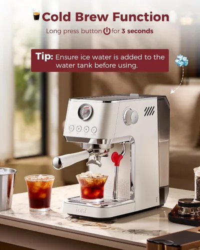Vista 4 de Tuni E2 Gen3 Espresso Machine with G3 64mm Flat Burr Coffee Grinder, Silver