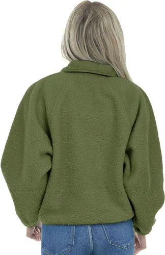 Vista 5 de Aoang Abrigos de invierno para mujer, casual, con solapa, manga larga Verde militar