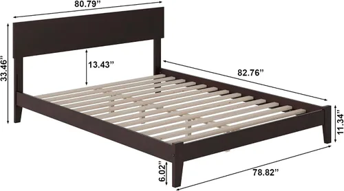 Vista 2 de AFI, Orlando - Cama King con plataforma de madera de perfil bajo, color espresso